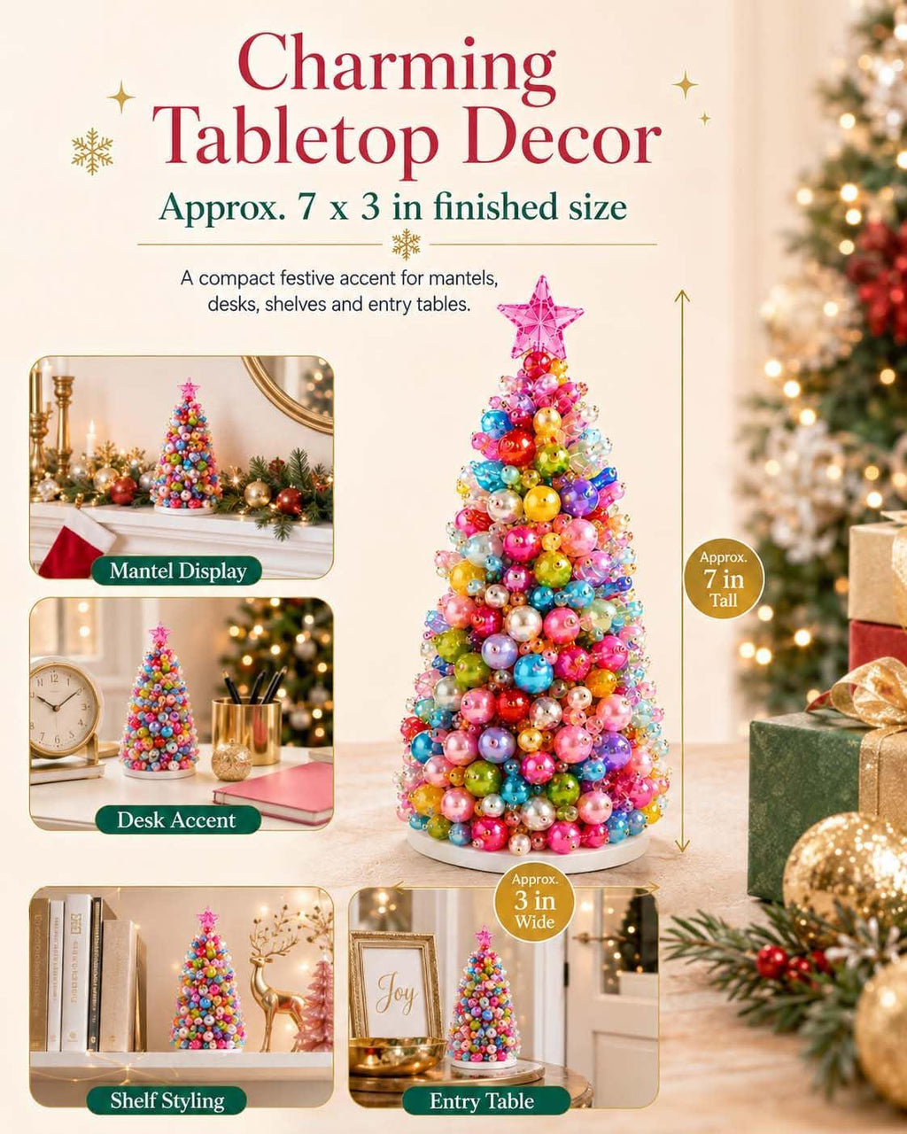Dreamy Beaded Christmas Tree DIY Kit .Multicolor / beaded Christmas tree