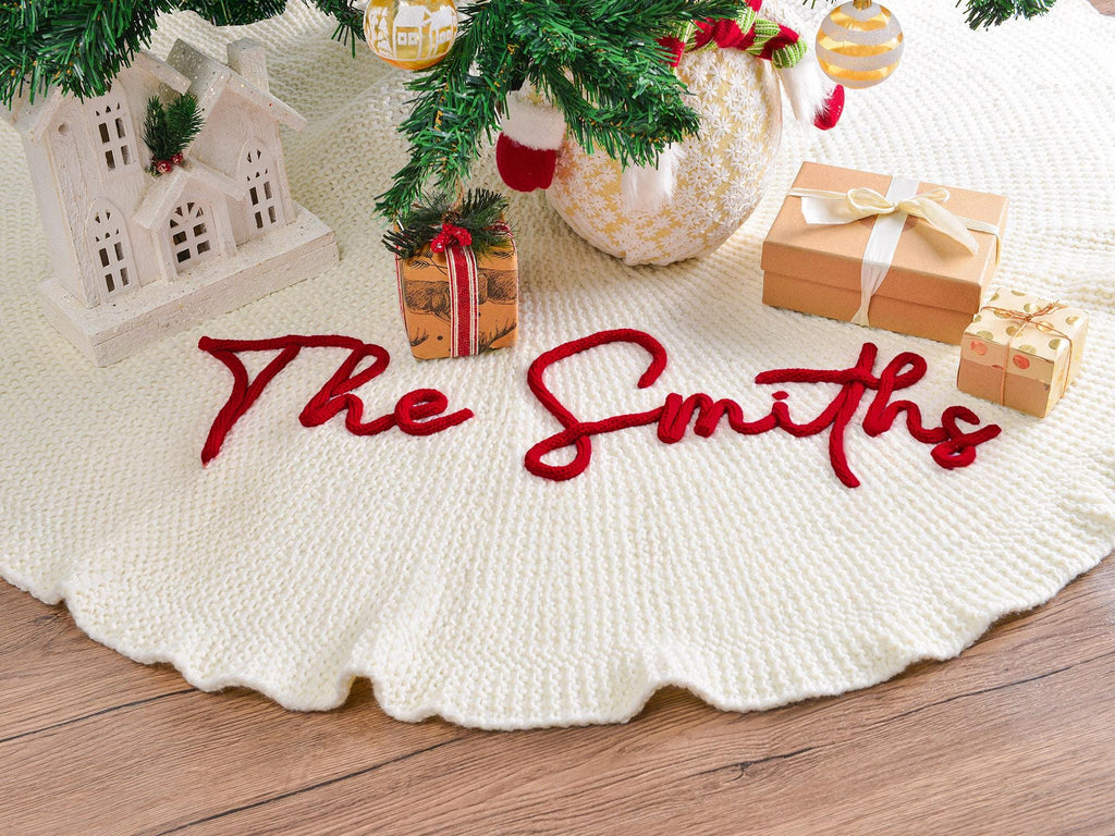 Personalized Christmas Tree Skirt, Family Christmas Tree Skirts, Custom House Warming Gift, Christmas Home Decor, Christmas Decorations