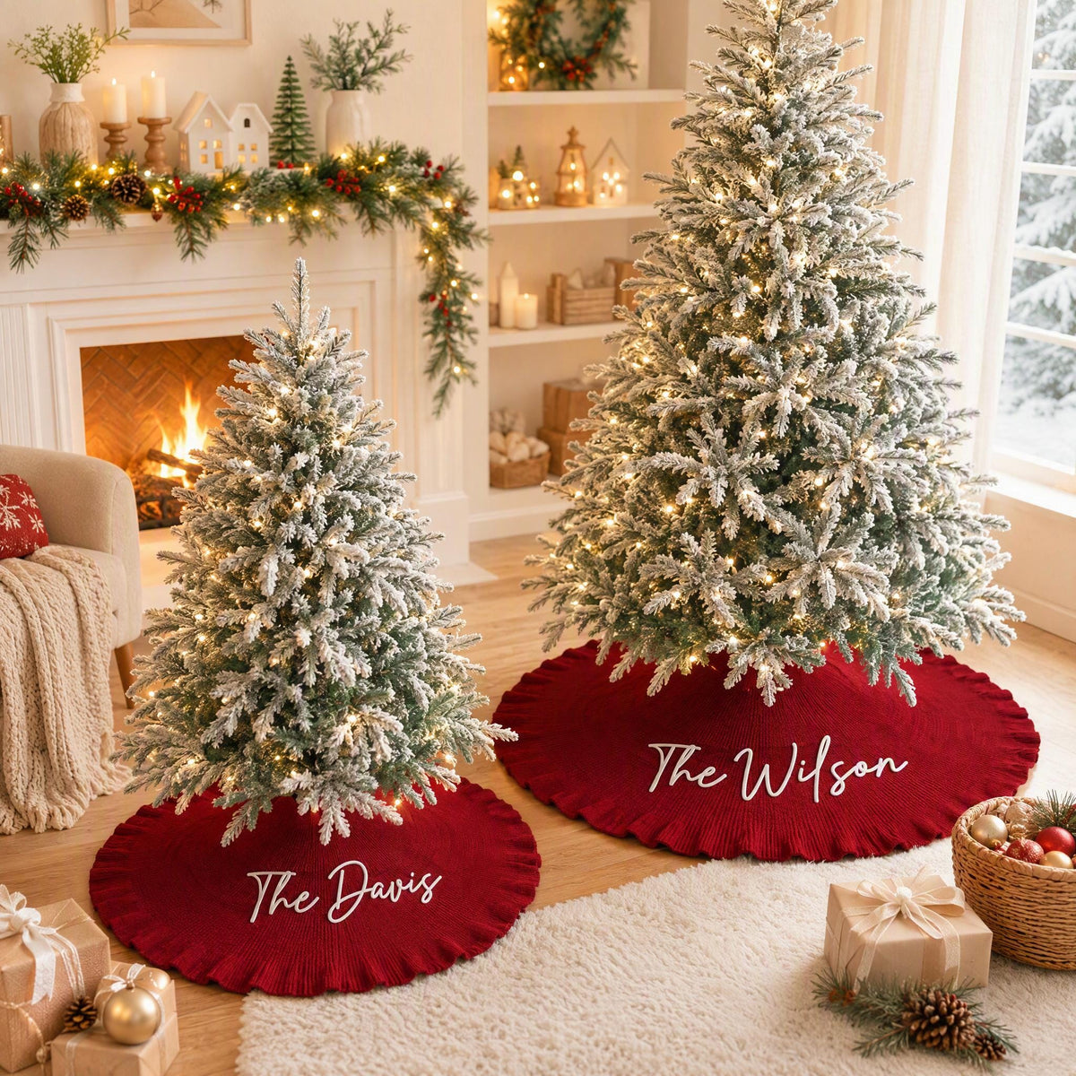 Personalized Family Name Christmas Tree Skirts, Handmade Tree Skirt, Christmas Keepsake Gift, Christmas Home Decoration