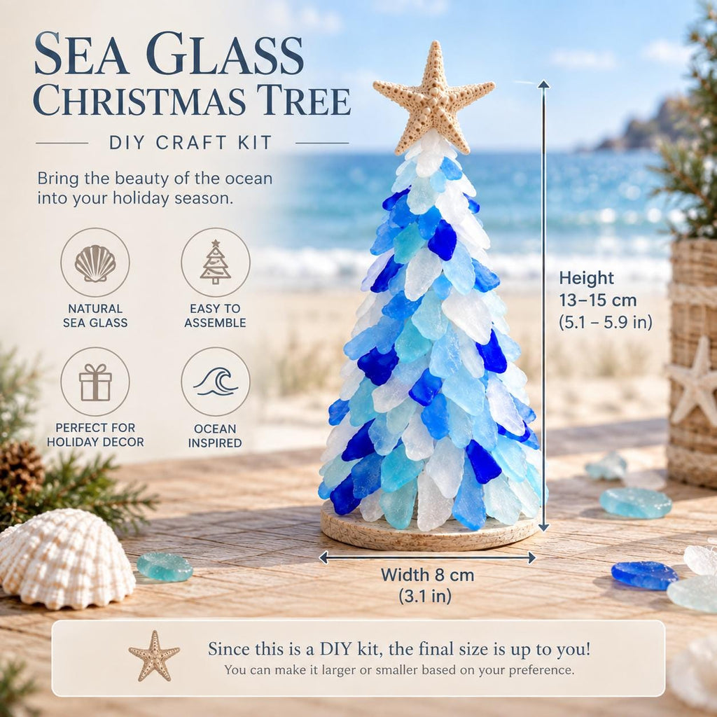 DIY Sea Glass Christmas Tree Kit,Coastal Christmas Craft, Handmade Christmas Gift, Coastal Christmas Gift Set