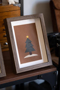 Handmade Leather Christmas Tree Art, Minimalist Holiday Wall Decor (20x15cm)