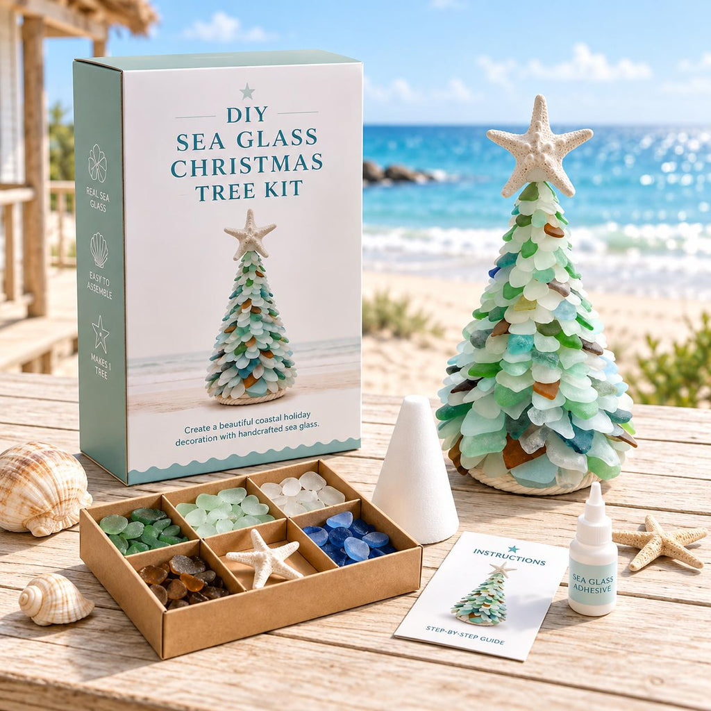 DIY Sea Glass Christmas Tree Kit,Coastal Christmas Craft, Handmade Christmas Gift, Coastal Christmas Gift Set