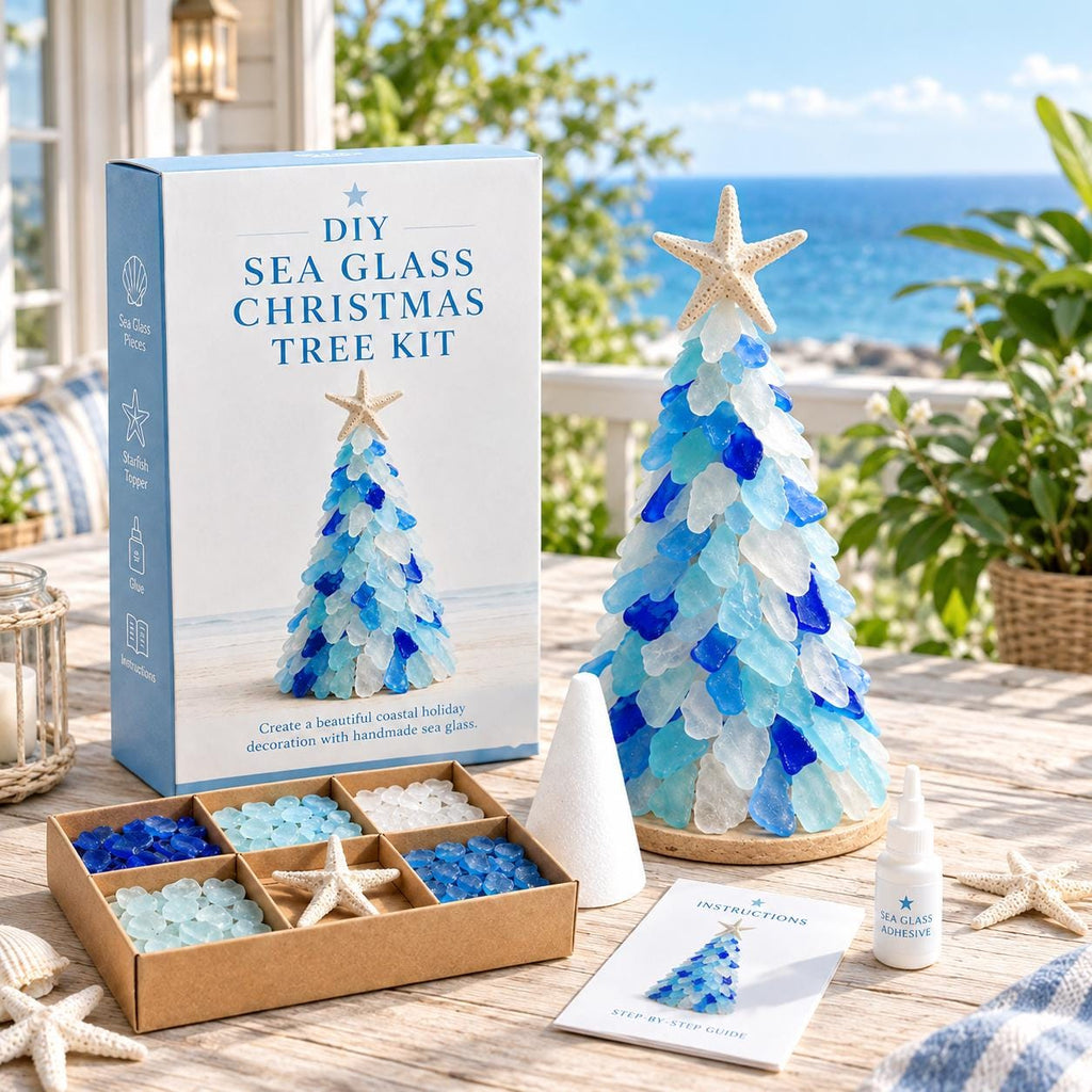 DIY Sea Glass Christmas Tree Kit,Coastal Christmas Craft, Handmade Christmas Gift, Coastal Christmas Gift Set
