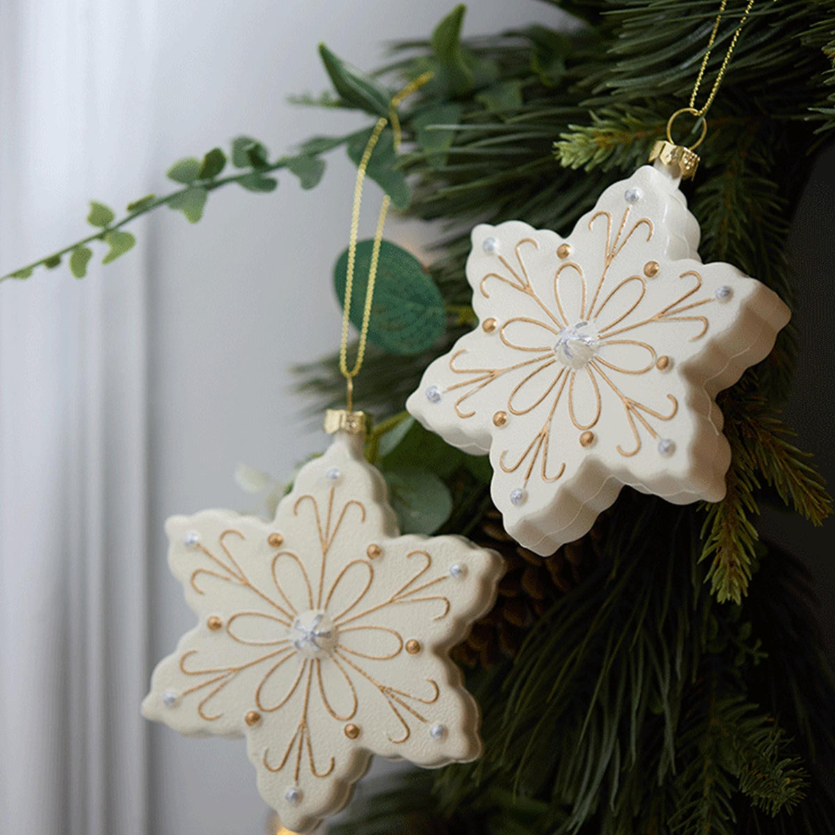 White Christmas Ornament Set, PVC Holiday Tree Decorations, Minimalist Winter Hanging Decor, Snowflake Santa Tree House Gift for Family