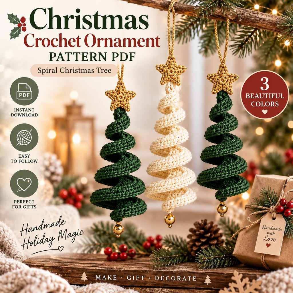 Spiral Crochet Christmas Tree Ornament Pattern (Digital Download)
