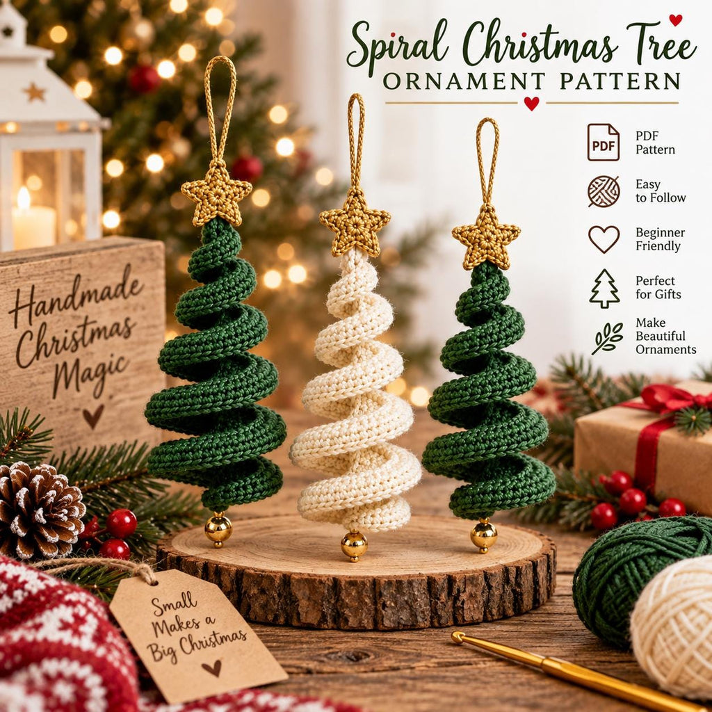 Spiral Crochet Christmas Tree Ornament Pattern (Digital Download)