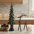 Rusty Bell Christmas Tree Plaid Reindeer Set Primitive Country Holiday Table Decor
