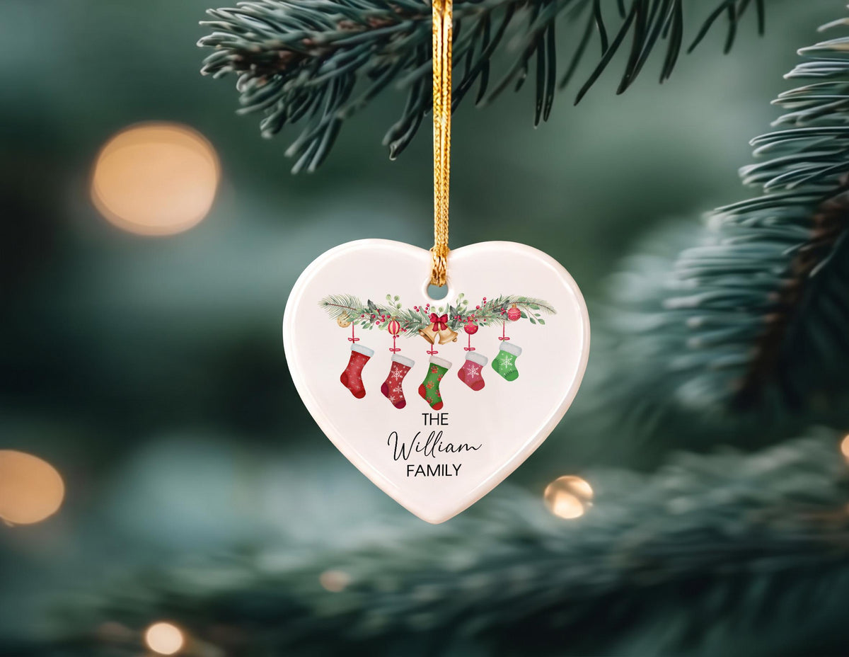 Personalized Family Of Five Christmas Ornament With Baby First Christmas As A Family Ornament, Custom Family Holiday Keepsake
