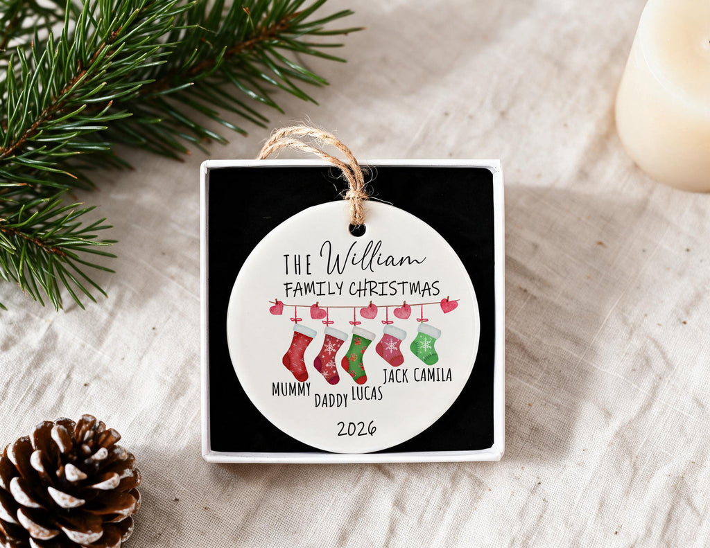 Personalized Family Of Five Christmas Ornament With Baby First Christmas As A Family Ornament, Custom Family Holiday Keepsake