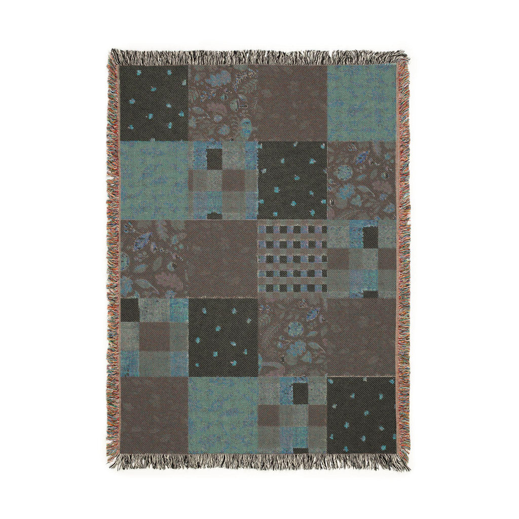 Patchwork Floral Plaid Woven Blanket | Autumn Rustic Throw