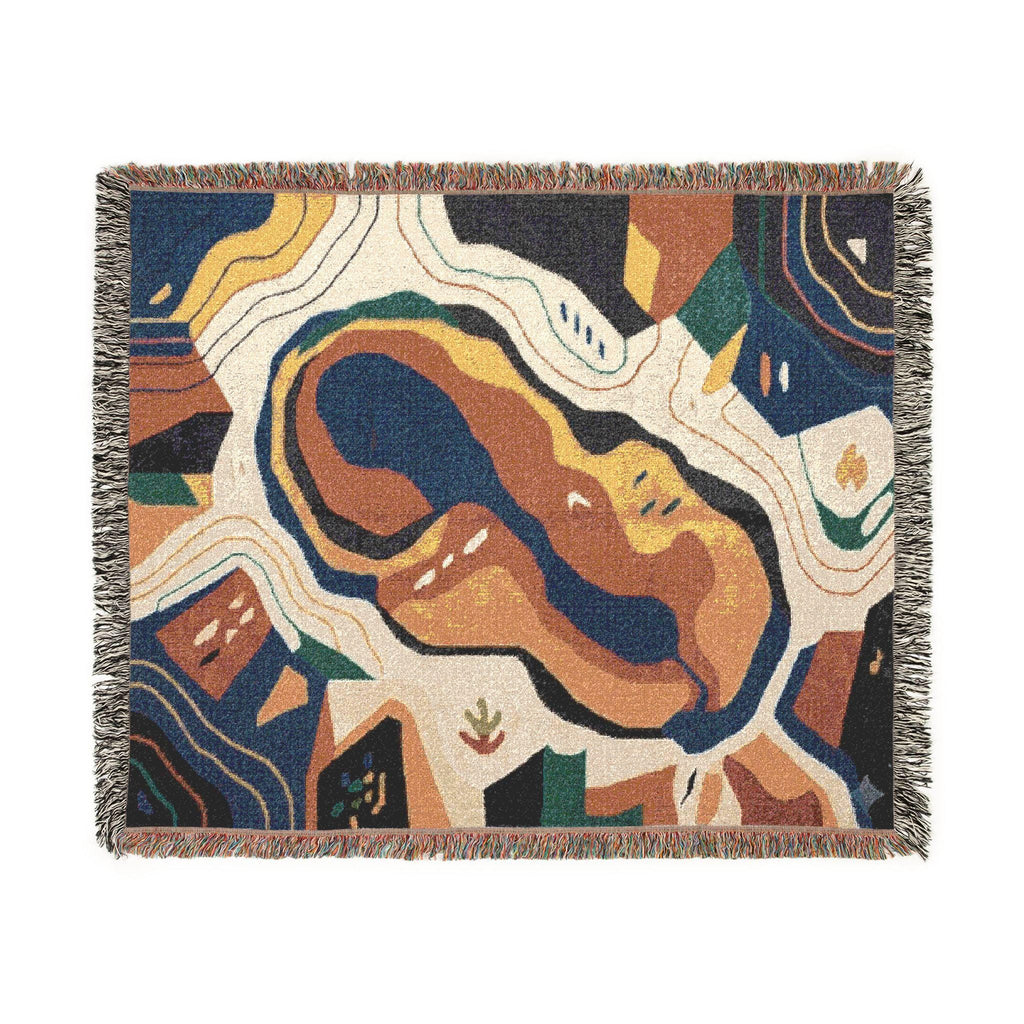 Abstract Geode Pattern Woven Blanket | Earth Tone Topographic Throw