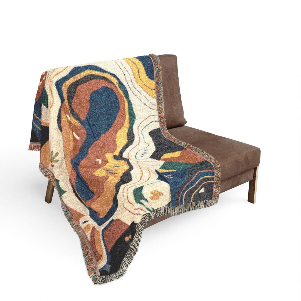 Abstract Geode Pattern Woven Blanket | Earth Tone Topographic Throw
