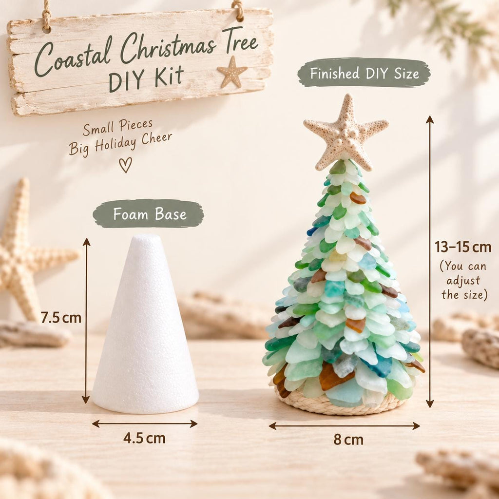 DIY Sea Glass Christmas Tree Kit,Coastal Christmas Craft, Handmade Christmas Gift, Coastal Christmas Gift Set