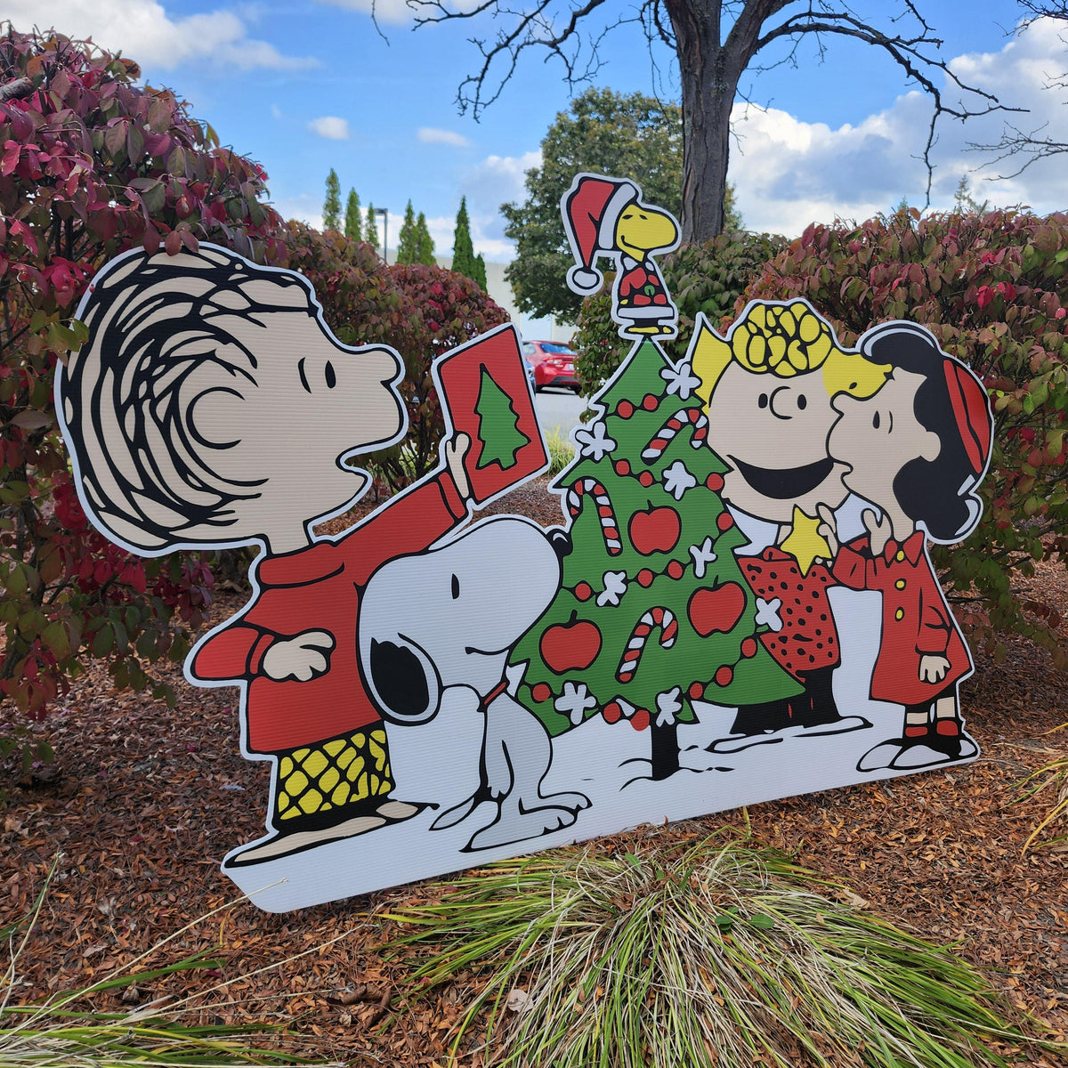 Christmas lawn sign Charlie Brown Christmas Yard decor Peanuts Christmas decoration snoopy Christmas Yard sign outdoor, Peanuts Yard Display