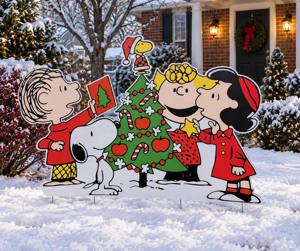 Christmas lawn sign Charlie Brown Christmas Yard decor Peanuts Christmas decoration snoopy Christmas Yard sign outdoor, Peanuts Yard Display
