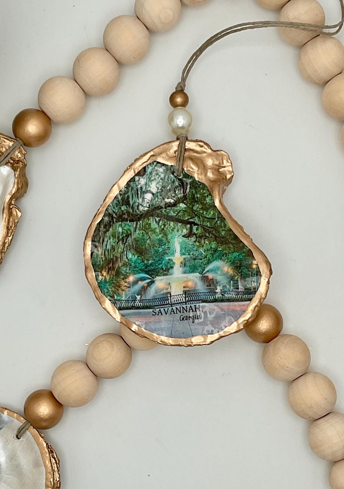 Savannah GA Forsyth Park fountain oyster shell ornament
