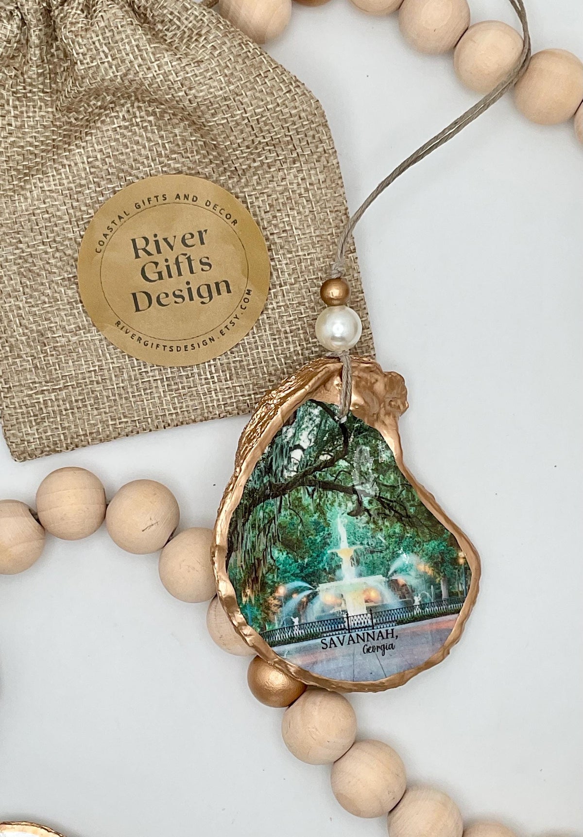 Savannah GA Forsyth Park fountain oyster shell ornament