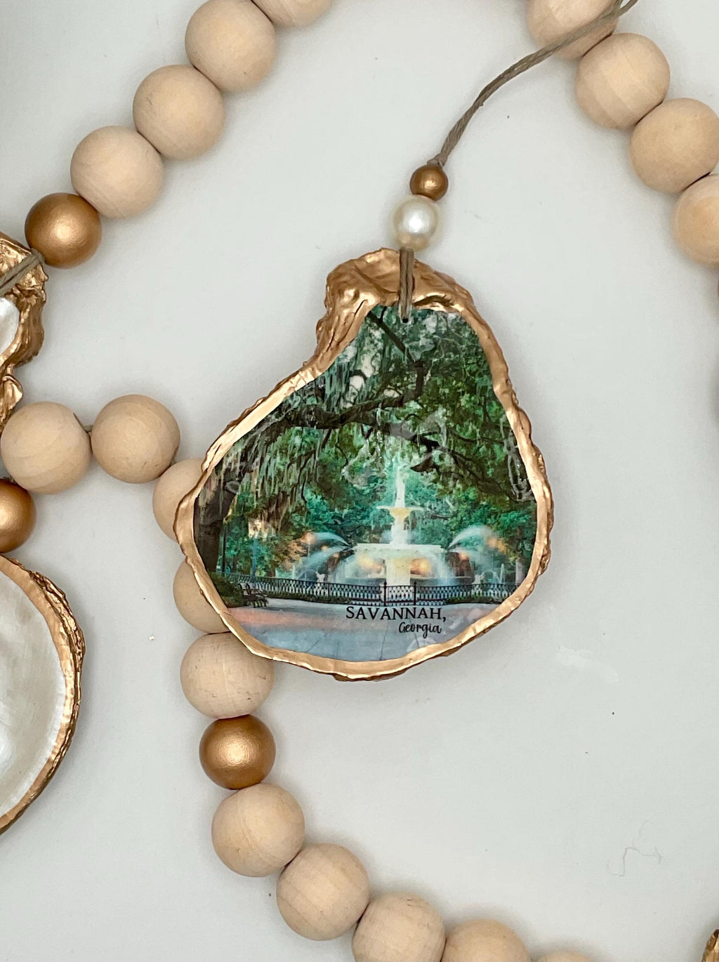 Savannah GA Forsyth Park fountain oyster shell ornament