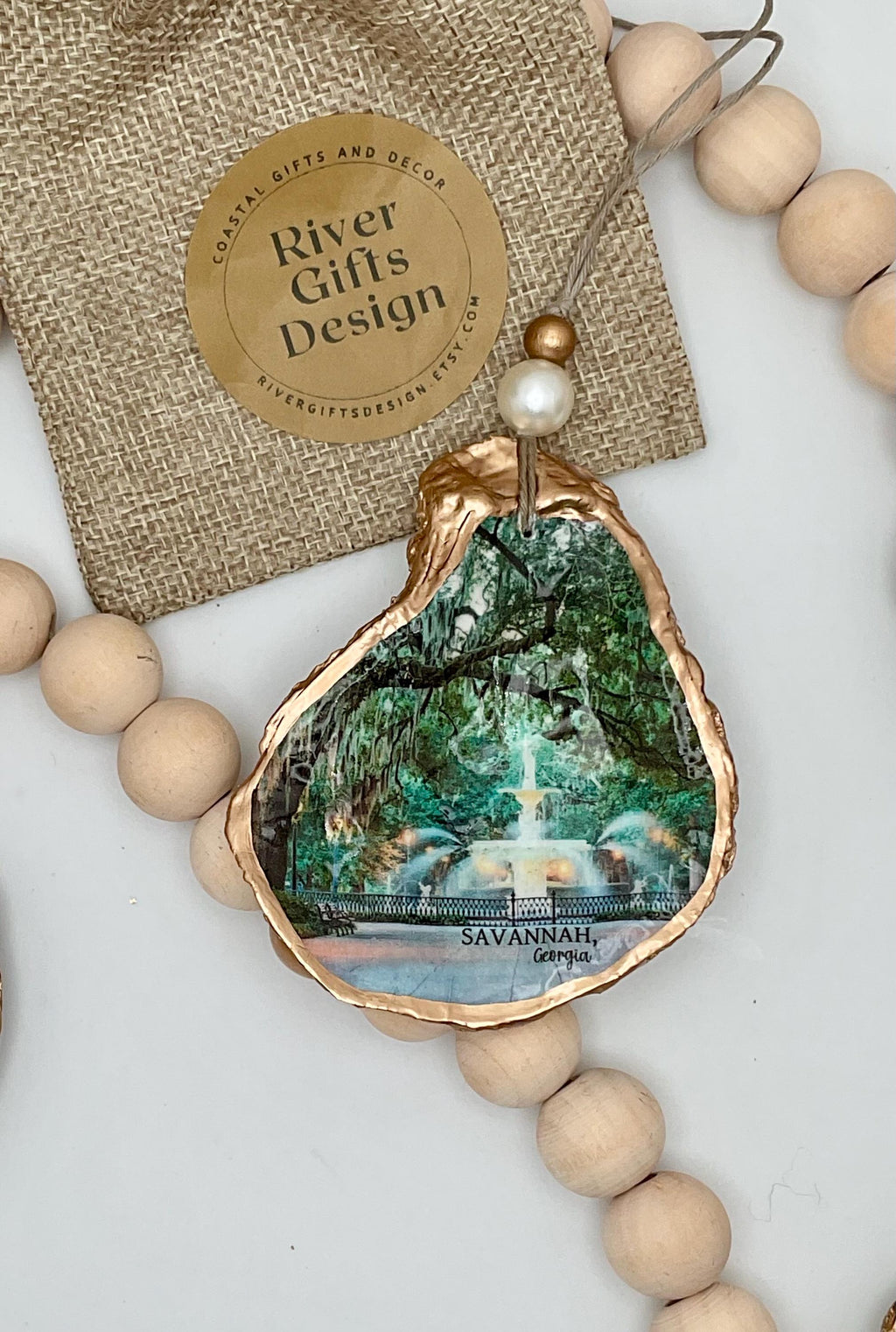 Savannah GA Forsyth Park fountain oyster shell ornament