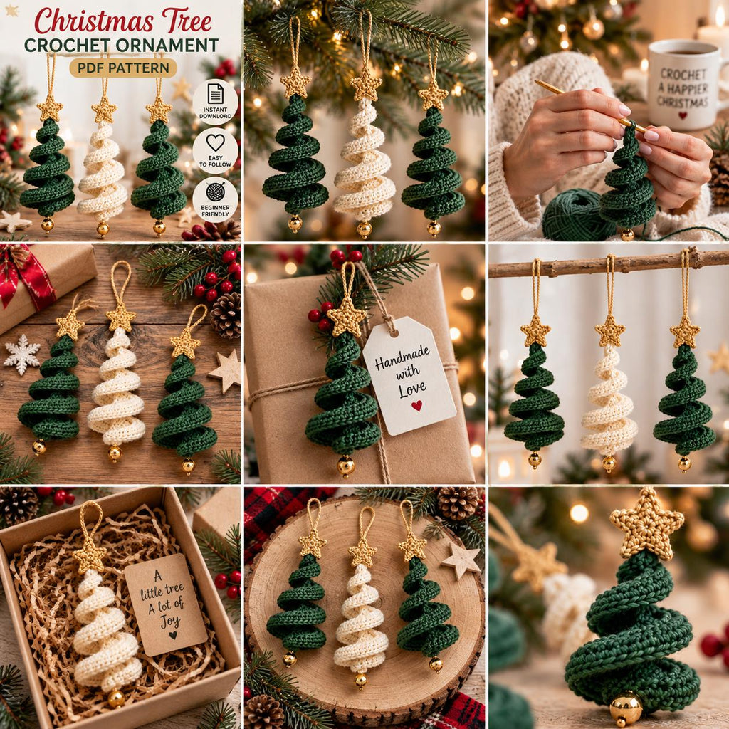Spiral Crochet Christmas Tree Ornament Pattern (Digital Download)