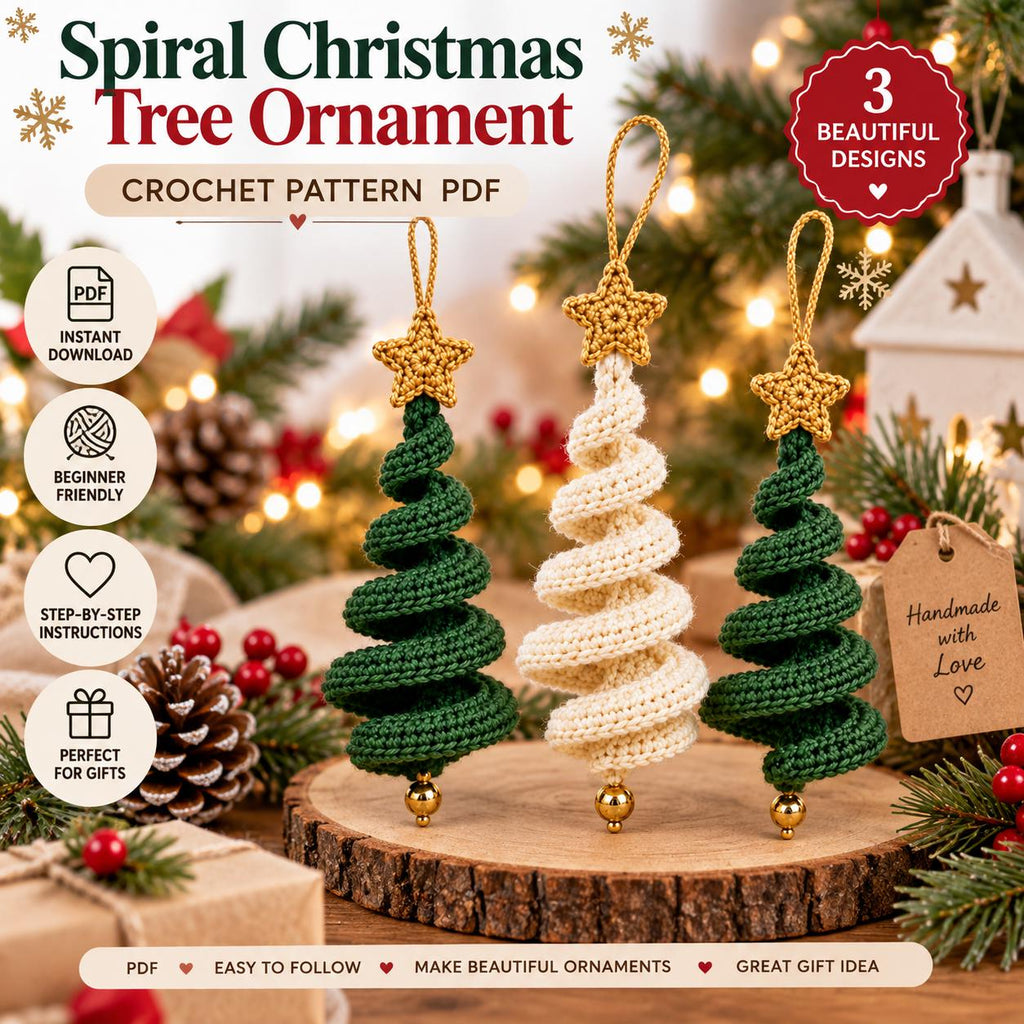 Spiral Crochet Christmas Tree Ornament Pattern (Digital Download)