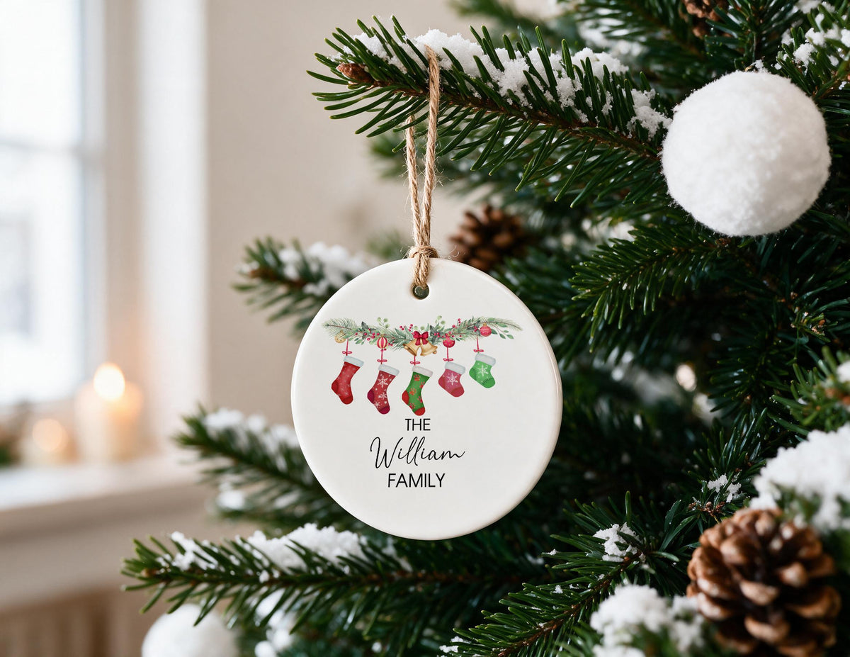 Personalized Family Of Five Christmas Ornament With Baby First Christmas As A Family Ornament, Custom Family Holiday Keepsake