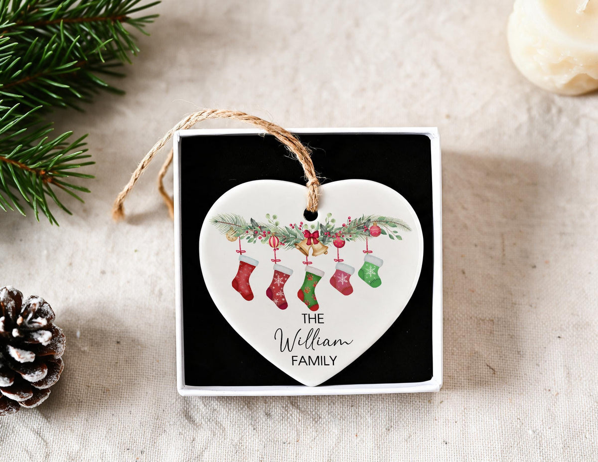 Personalized Family Of Five Christmas Ornament With Baby First Christmas As A Family Ornament, Custom Family Holiday Keepsake