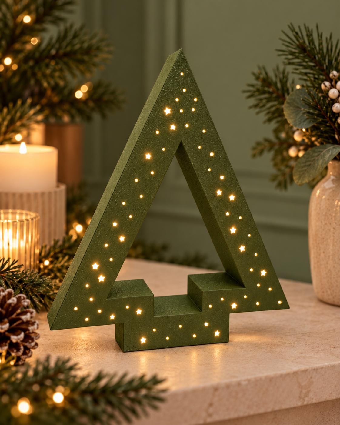 Light-up Christmas tree decoration | 3D printed in PLA | Christmas tree decoration | 15 x 18 cm