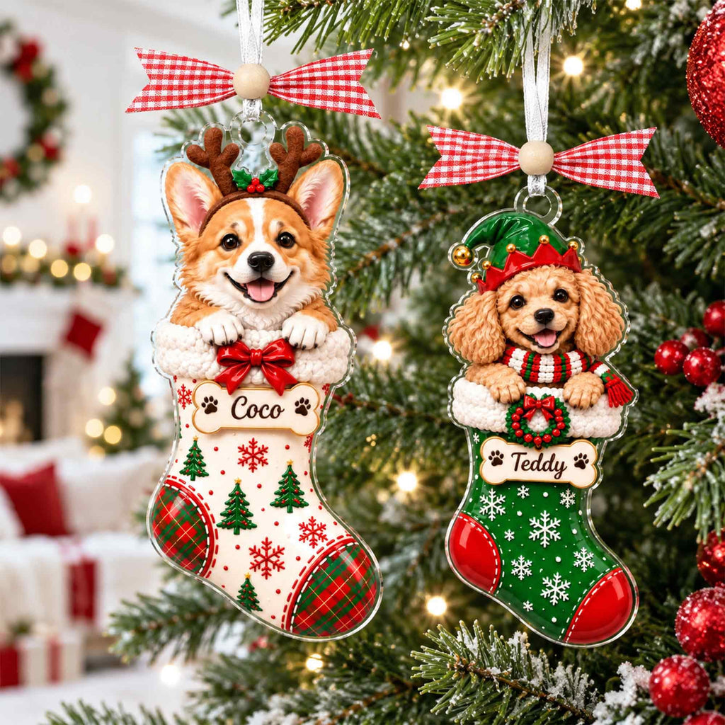 Personalized Pet Photo Stocking Christmas Ornament,Dog Cat Ornament,Christmas Tree Decor,Keepsake Pet Lover,Dog Cat Ornament,Holiday Decor