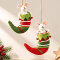 Handmade Wool Felt Mouse Stocking Ornament, Christmas Tree Hanging Decor, Holiday Gift for Animal Lovers