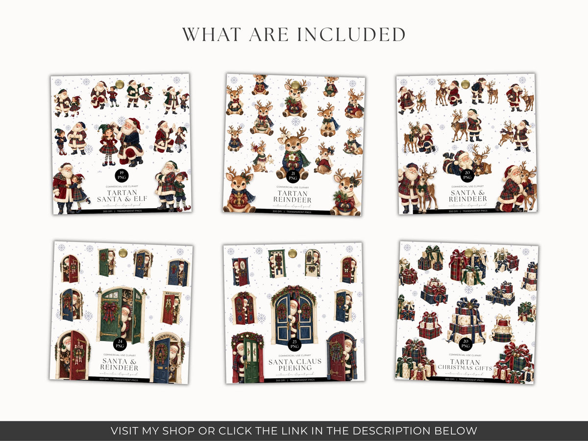 Christmas Tartan Plaid Vintage Christmas Designs PNG Old Money Aesthetic Christmas Elegance Christmas PNG Set Whimsy Clipart Cozy Winter PNG