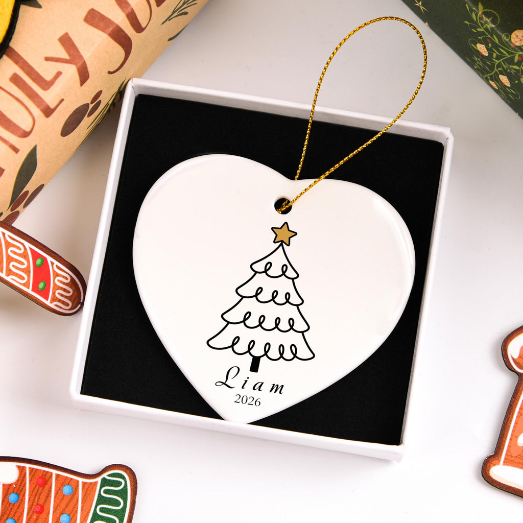 Personalized Name Christmas Ornament, Custom Ceramic Tree Ornament 2026, Kids Family Holiday Keepsake, Christmas Gift for Son Daughter