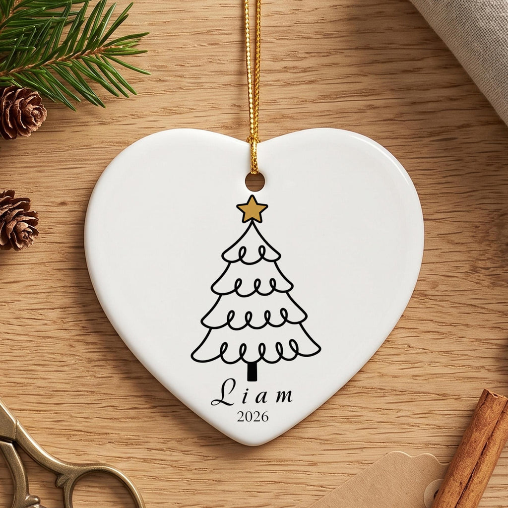 Personalized Name Christmas Ornament, Custom Ceramic Tree Ornament 2026, Kids Family Holiday Keepsake, Christmas Gift for Son Daughter
