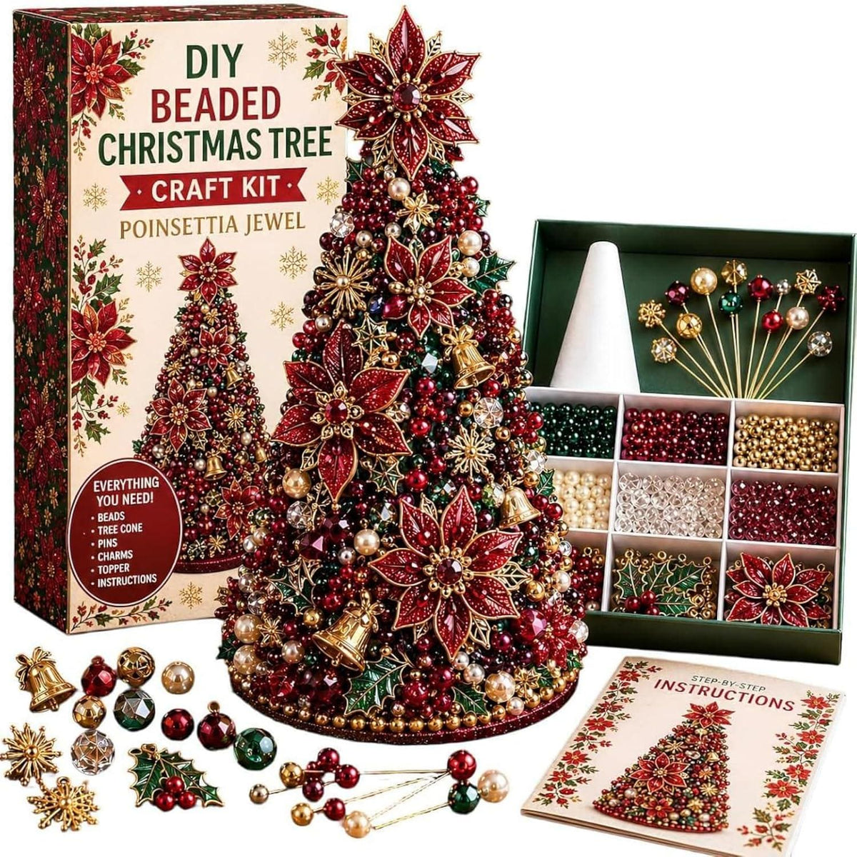 Dreamy Beaded Christmas Tree DIY Kit .Multicolor / beaded Christmas tree