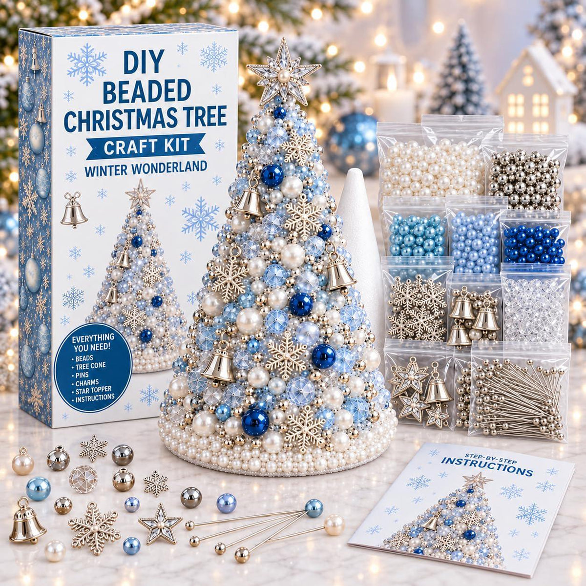 Dreamy Beaded Christmas Tree DIY Kit .Multicolor / beaded Christmas tree