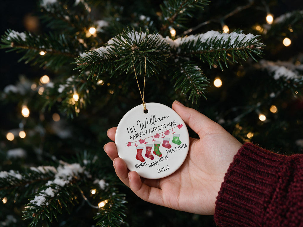 Personalized Family Of Five Christmas Ornament With Baby First Christmas As A Family Ornament, Custom Family Holiday Keepsake