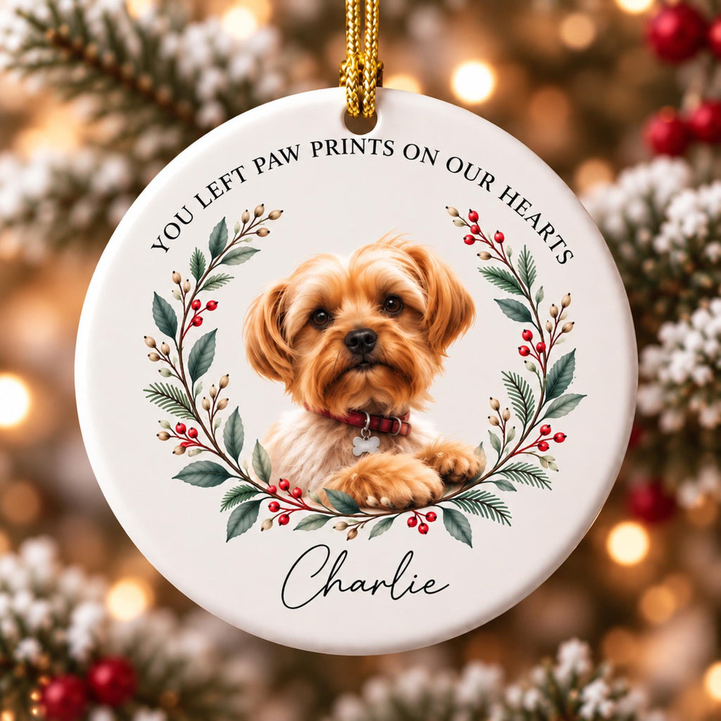 Personalized Dog Cat Memorial Christmas Plastic Ornament, Pet Memorial Gifts, Pet Photo Memorial, Pet Loss Gifts for Christmas Tree Decor