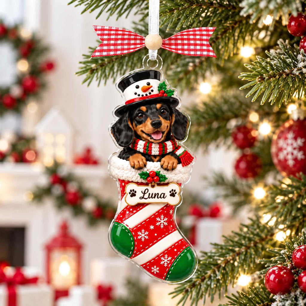 Personalized Pet Photo Stocking Christmas Ornament,Dog Cat Ornament,Christmas Tree Decor,Keepsake Pet Lover,Dog Cat Ornament,Holiday Decor