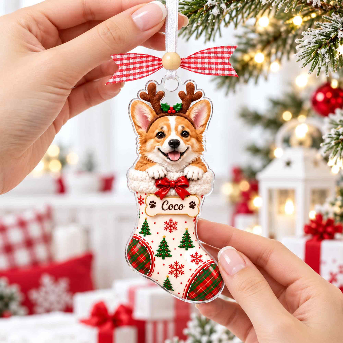 Personalized Pet Photo Stocking Christmas Ornament,Dog Cat Ornament,Christmas Tree Decor,Keepsake Pet Lover,Dog Cat Ornament,Holiday Decor