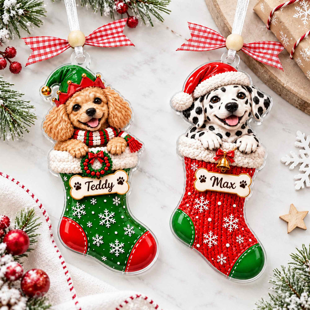 Personalized Pet Photo Stocking Christmas Ornament,Dog Cat Ornament,Christmas Tree Decor,Keepsake Pet Lover,Dog Cat Ornament,Holiday Decor