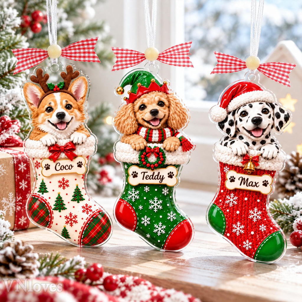 Personalized Pet Photo Stocking Christmas Ornament,Dog Cat Ornament,Christmas Tree Decor,Keepsake Pet Lover,Dog Cat Ornament,Holiday Decor