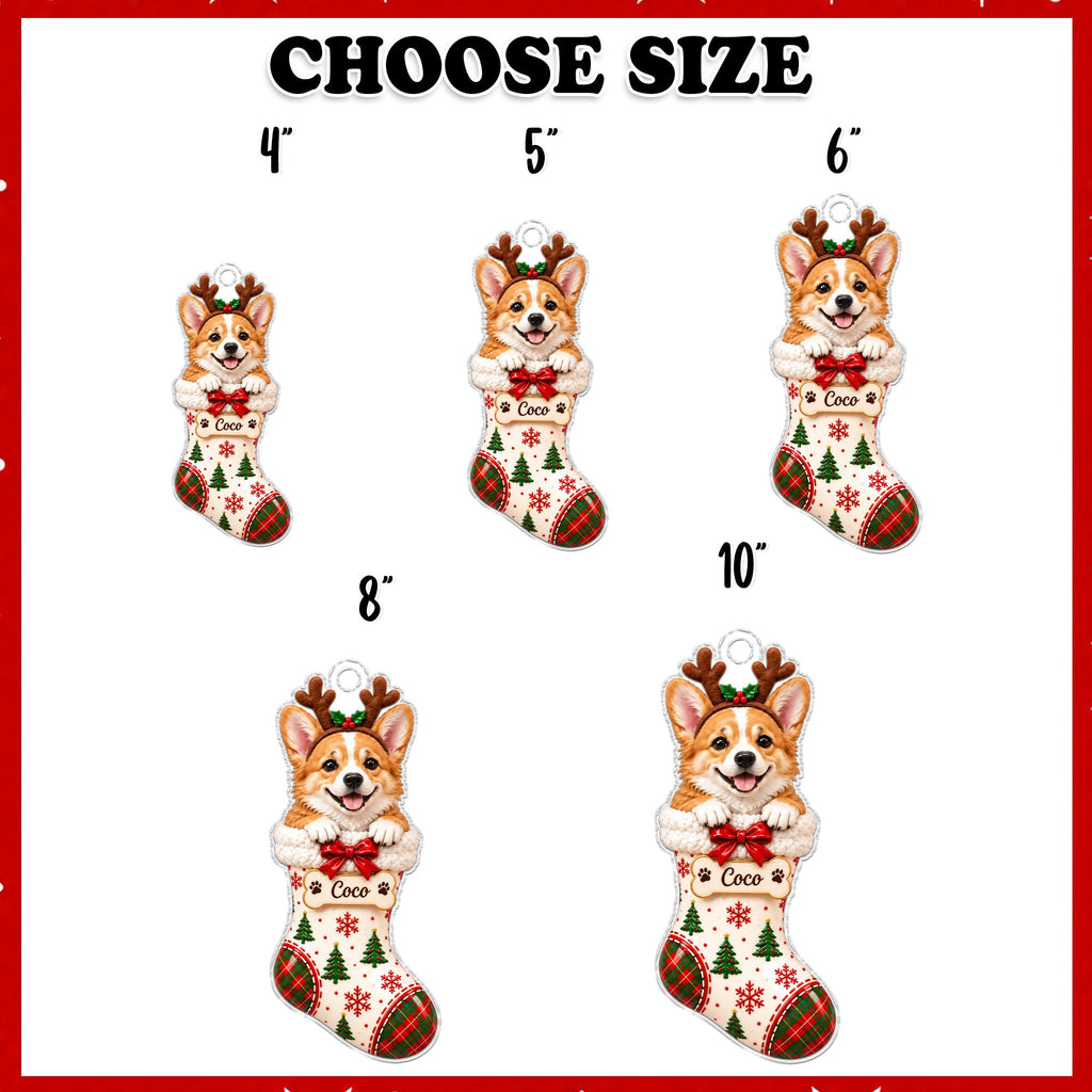 Personalized Pet Photo Stocking Christmas Ornament,Dog Cat Ornament,Christmas Tree Decor,Keepsake Pet Lover,Dog Cat Ornament,Holiday Decor