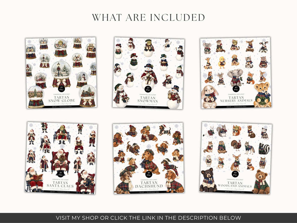 Christmas Tartan Plaid Vintage Christmas Designs PNG Old Money Aesthetic Christmas Elegance Christmas PNG Set Whimsy Clipart Cozy Winter PNG