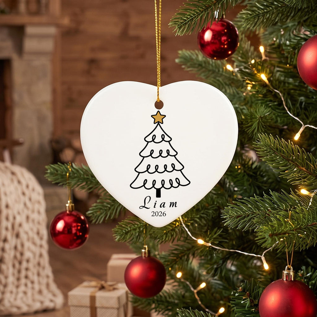 Personalized Name Christmas Ornament, Custom Ceramic Tree Ornament 2026, Kids Family Holiday Keepsake, Christmas Gift for Son Daughter