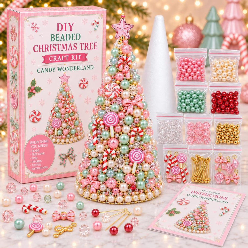 Dreamy Beaded Christmas Tree DIY Kit .Multicolor / beaded Christmas tree