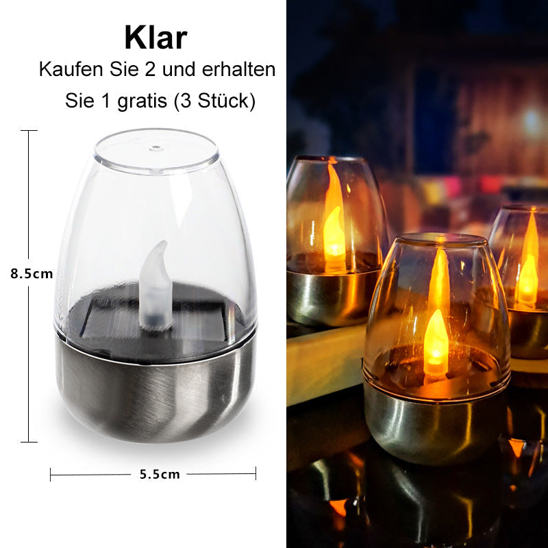 6Pack Solar Power Tea Lights Outdoor Flameless Flicker IP65 Waterproof Table Lamp LED Candles with Dusk to Dawn Sensor for Lantern Garden Camping Party Home Decorations Warm Color