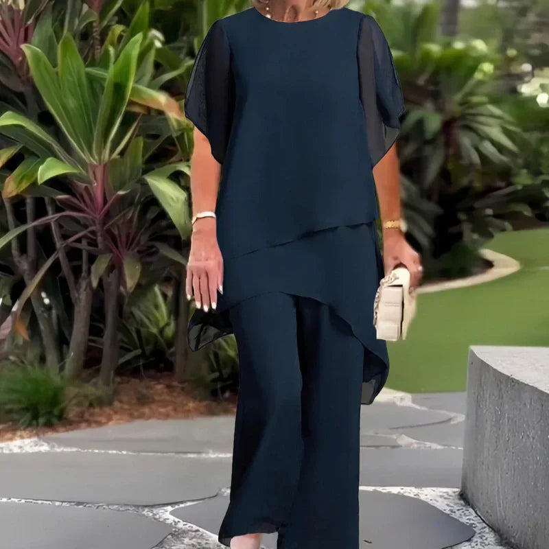 🎁New arrival 50% OFF💥Charming Irregular Top & Wide Leg Pants Set