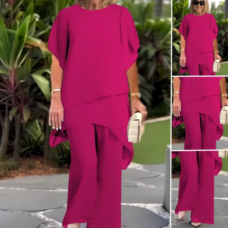 🎁New arrival 50% OFF💥Charming Irregular Top & Wide Leg Pants Set