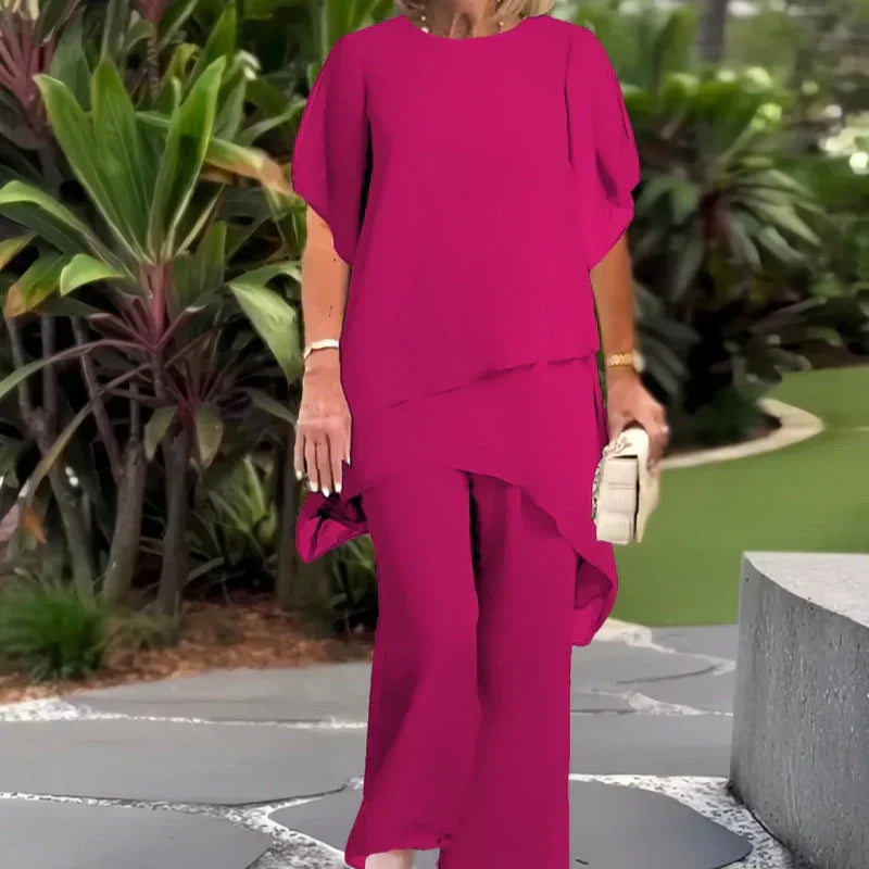 🎁New arrival 50% OFF💥Charming Irregular Top & Wide Leg Pants Set