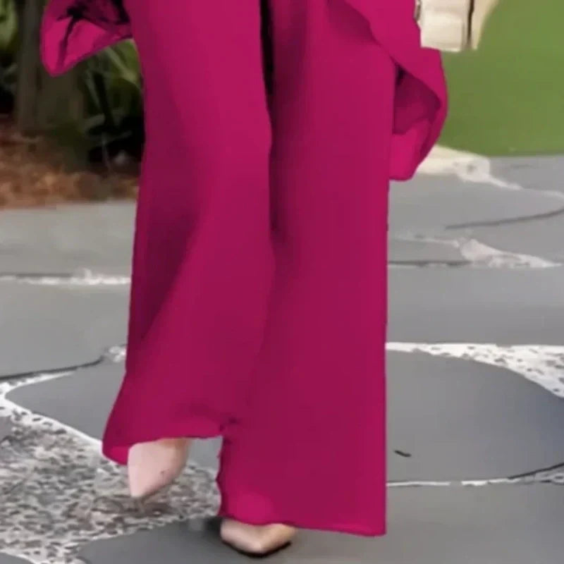 🎁New arrival 50% OFF💥Charming Irregular Top & Wide Leg Pants Set